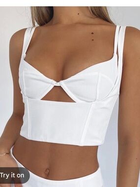 White Fox Boutique White Cutout Bustier Crop Top